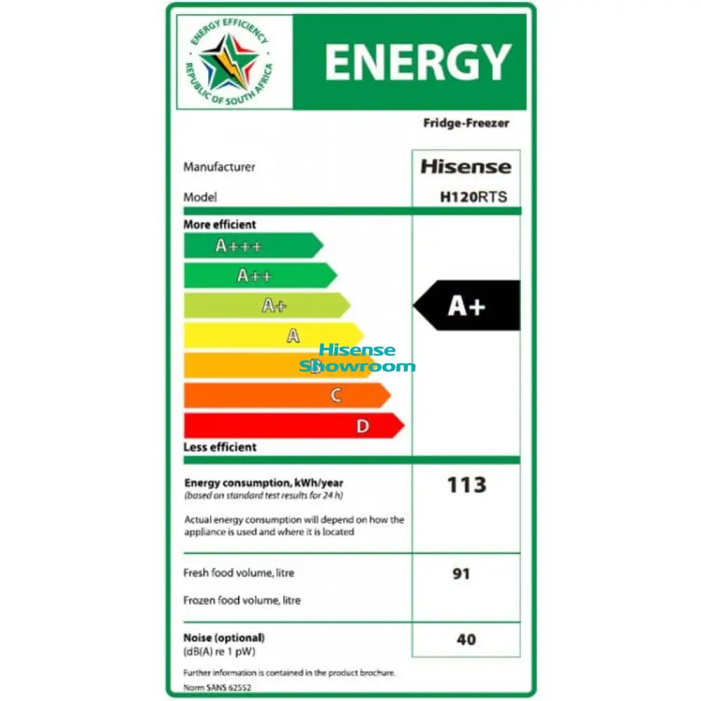 Hisense 90L Bar Fridge | Frost | H125RTS