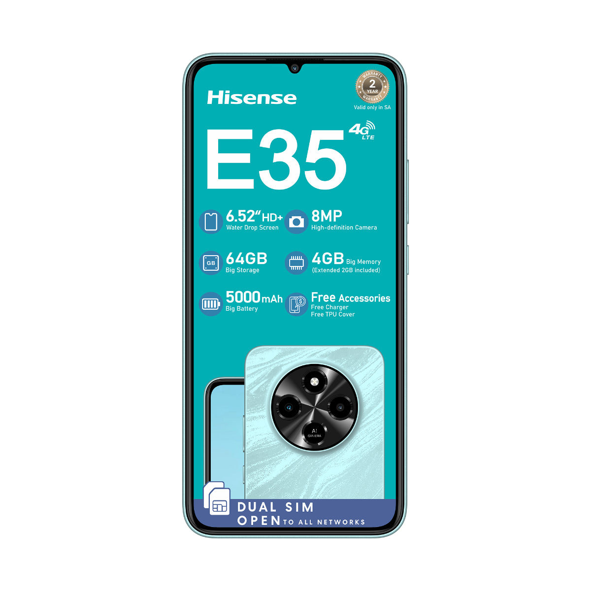 Hisense E35 Smartphone (Blue, 64GB)
