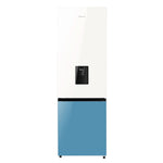 Hisense 350L White & Blue Premium Glass Frost Double Door Fridge + Water Dispenser | H450BDBL-WD