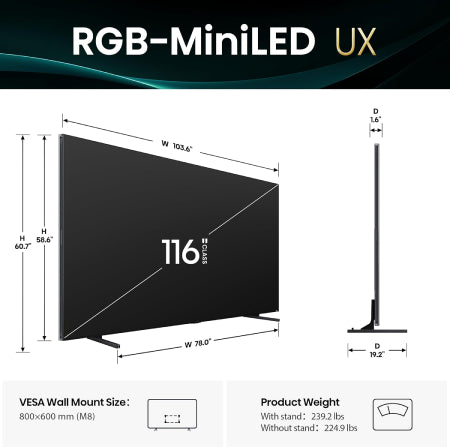 Hisense 116" RGB MiniLED ULED Smart 4K | 116UX