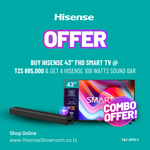 (Combo Offer) Buy Hisense 43″ Full HD Smart TV | 43A4K & Get a Hisense 108W Soundbar